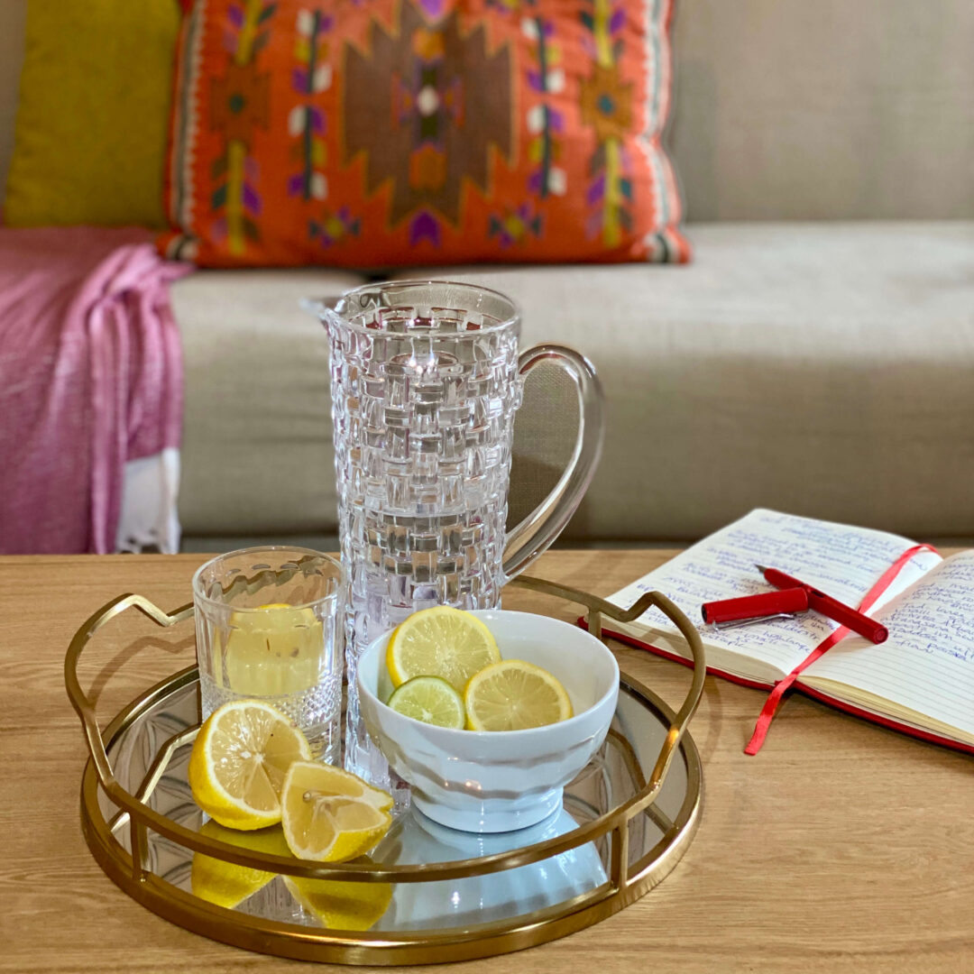 Bottle with water and lemon